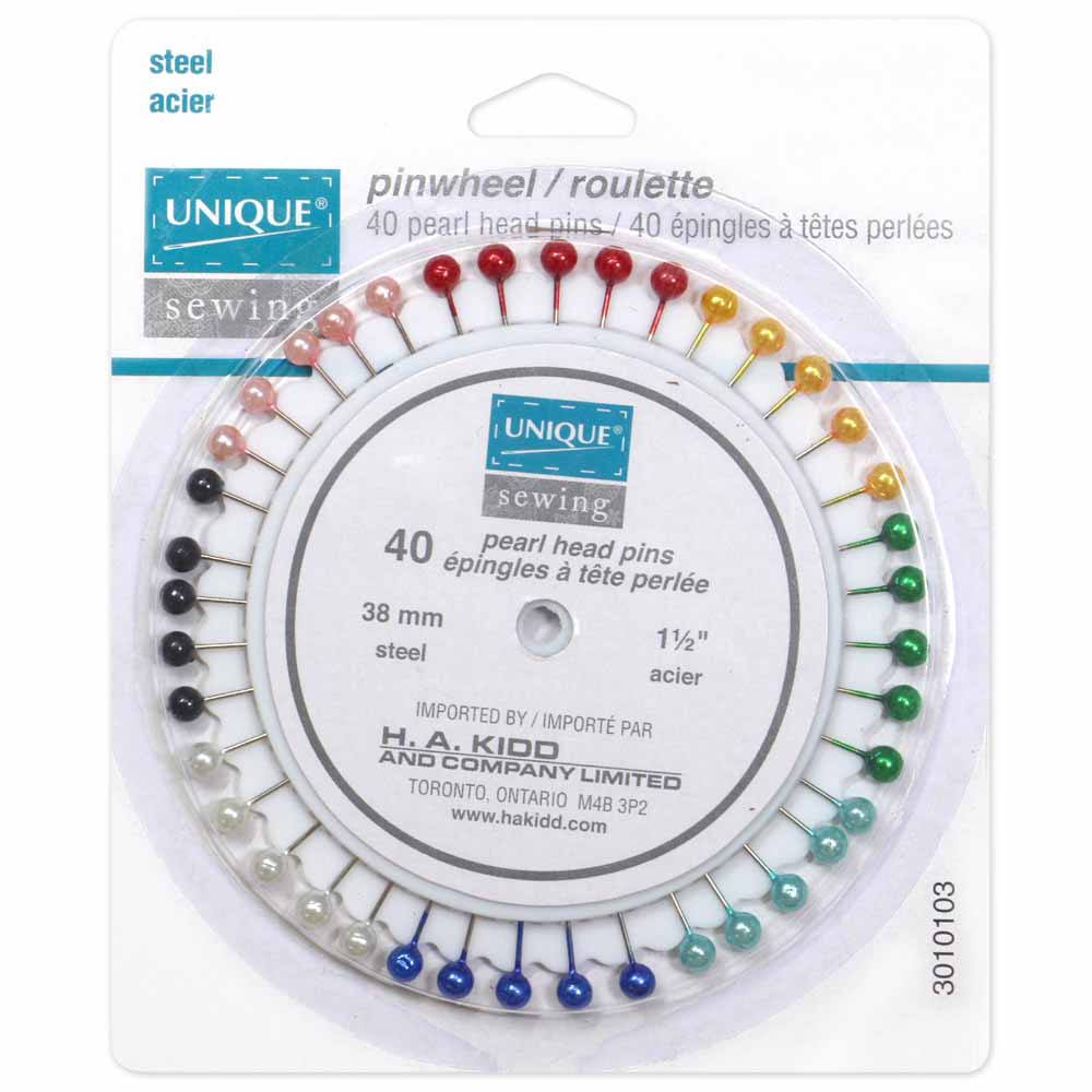UNIQUE Plastic Head Pinwheel 40pcs - 38mm (1 1/2")